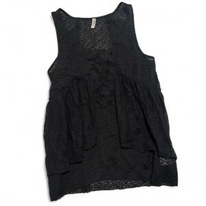 Free People Black Lace Layered Tank